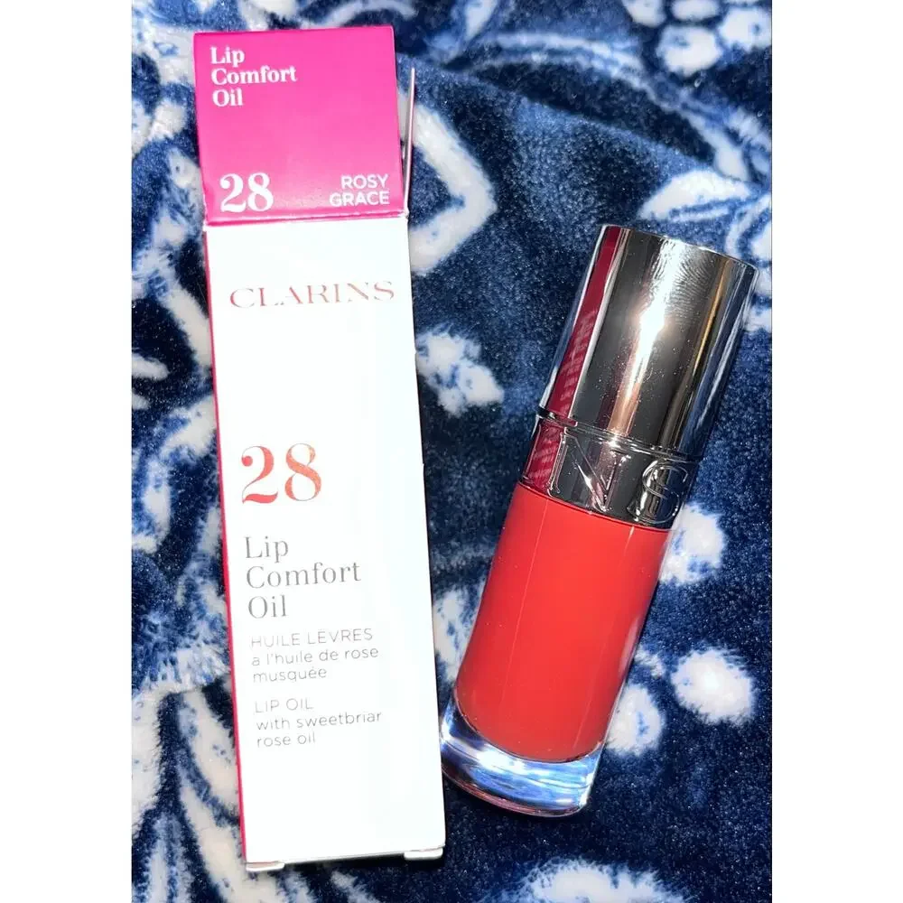 NEW! Clarins Limited Edition Lip Comfort Oil, 0.2 oz #28 Rosy Grace
